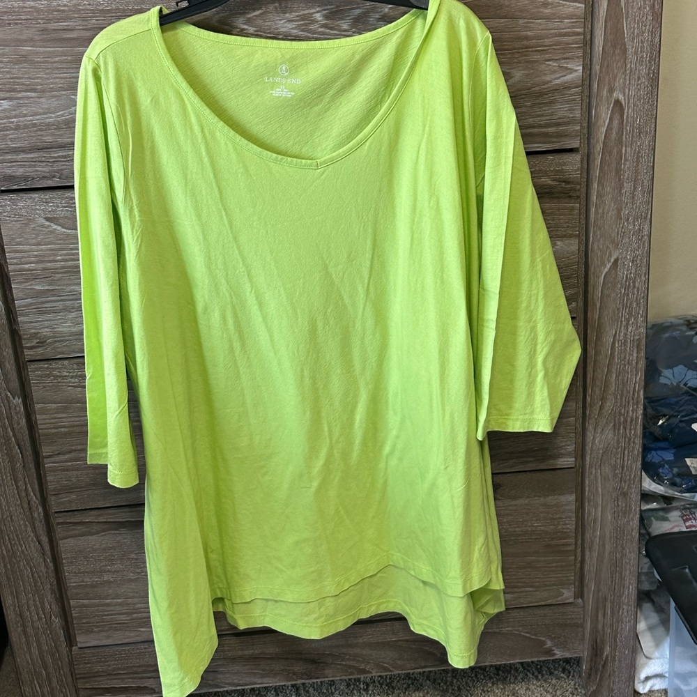 Lands' End Women's Lime 3/4 Sleeve Tee